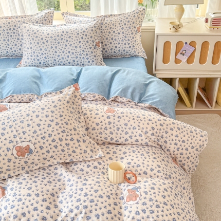 91家纺网 家纺一手货源 找家纺 磨毛单被套植物羊绒被套单品有四件套