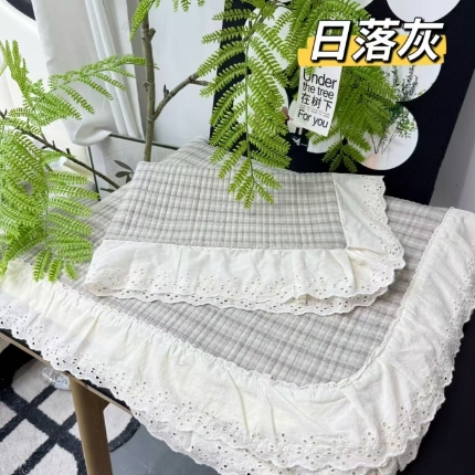 91家纺网 家纺一手货源 找家纺 （总）A类纯棉色织水洗棉床盖240*260CM全棉条纹三件套花边格子四季通用