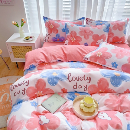 91家纺网 家纺一手货源 找家纺 2025新品四件套磨毛磨绒棉植物羊绒四件套