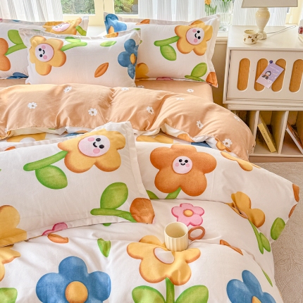 91家纺网 家纺一手货源 找家纺 2025新品四件套磨毛磨绒棉植物羊绒四件套