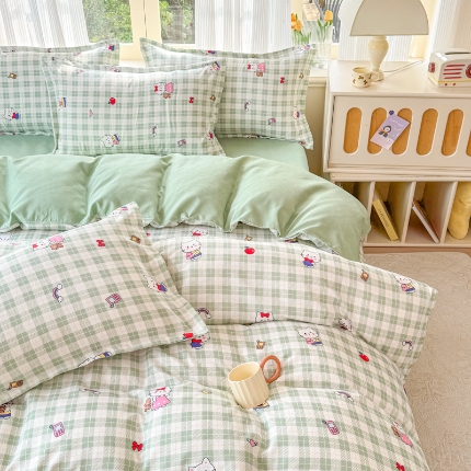 91家纺网 家纺一手货源 找家纺 2025新品四件套磨毛磨绒棉植物羊绒四件套