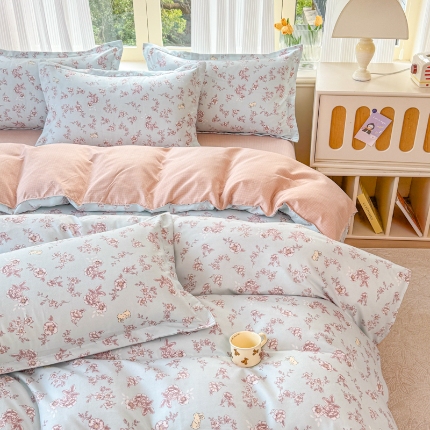 91家纺网 家纺一手货源 找家纺 2025新品四件套磨毛磨绒棉植物羊绒四件套