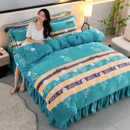 91家纺网 家纺一手货源 找家纺 （总）望淮 2025新款230g印花金貂绒牛奶绒四件套