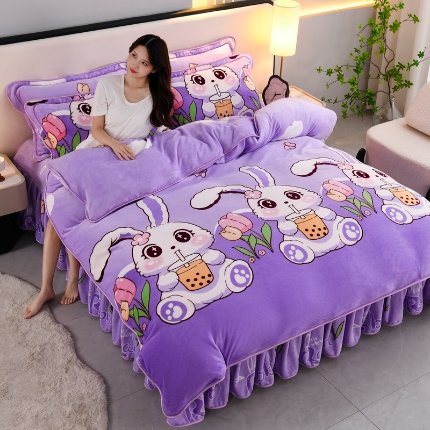 91家纺网 家纺一手货源 找家纺 （总）望淮 2025新款230g印花金貂绒牛奶绒四件套