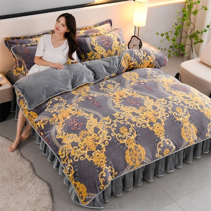 91家纺网 家纺一手货源 找家纺 （总）望淮 2025新款230g印花金貂绒牛奶绒四件套