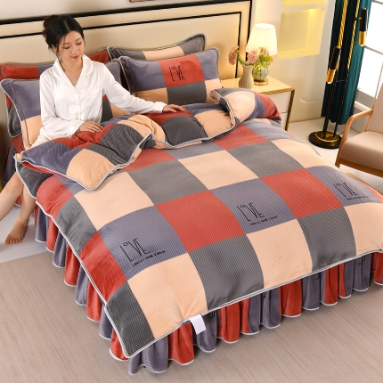 91家纺网 家纺一手货源 找家纺 （总）望淮 2025新款230g印花金貂绒牛奶绒四件套