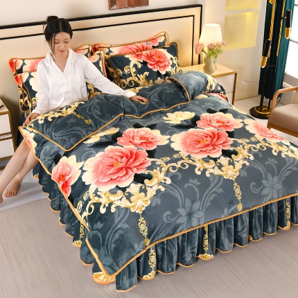 91家纺网 家纺一手货源 找家纺 （总）望淮 2025新款230g印花金貂绒牛奶绒四件套