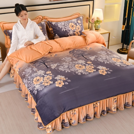 91家纺网 家纺一手货源 找家纺 （总）望淮 2025新款230g印花金貂绒牛奶绒四件套