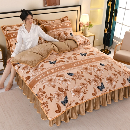 91家纺网 家纺一手货源 找家纺 （总）望淮 2025新款230g印花金貂绒牛奶绒四件套