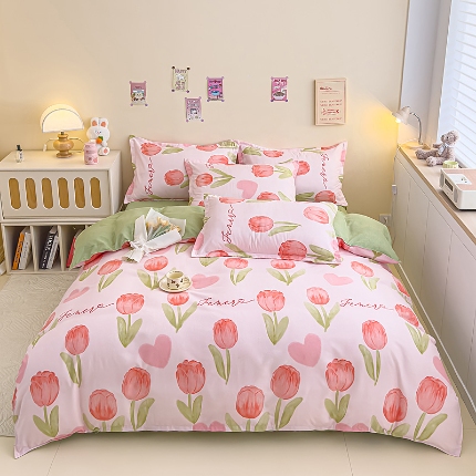 91家纺网 家纺一手货源 找家纺 2025新品磨毛四件套磨绒棉套件植物羊绒加厚4件套