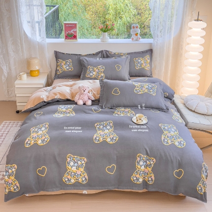 91家纺网 家纺一手货源 找家纺 2025新品磨毛四件套磨绒棉套件植物羊绒加厚4件套