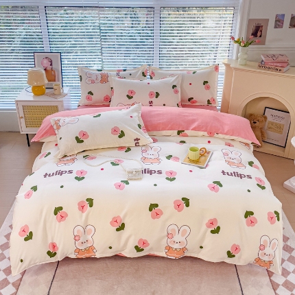 91家纺网 家纺一手货源 找家纺 2025新品磨毛四件套磨绒棉套件植物羊绒加厚4件套