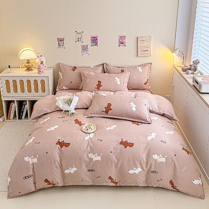 91家纺网 家纺一手货源 找家纺 2025新品磨毛四件套磨绒棉套件植物羊绒加厚4件套