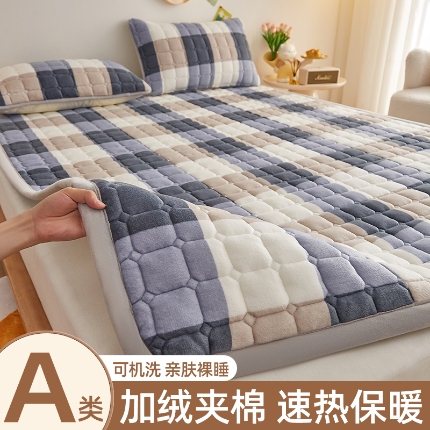91家纺网 家纺一手货源 找家纺 （总）奇丝雅 2025新款A类牛奶绒床褥床垫软垫家用学生宿舍上下铺寝室床护垫夹棉褥子-大床款套件