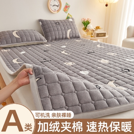91家纺网 家纺一手货源 找家纺 奇丝雅 2025新款A类牛奶绒床褥床垫软垫家用学生宿舍上下铺寝室床护垫夹棉褥子-大床款套件 满天星
