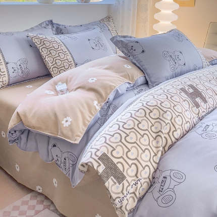 91家纺网 家纺一手货源 找家纺 2025新品磨毛四件套植物羊绒套件床单款床笠款