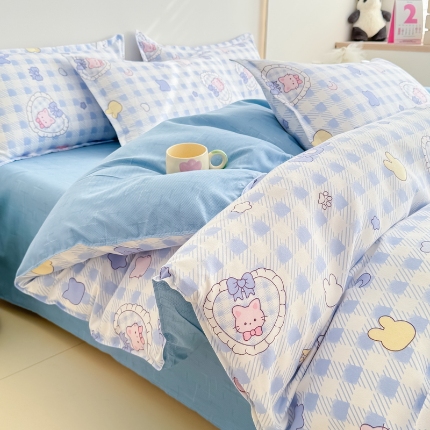 91家纺网 家纺一手货源 找家纺 2025新品磨毛四件套植物羊绒套件床单款床笠款