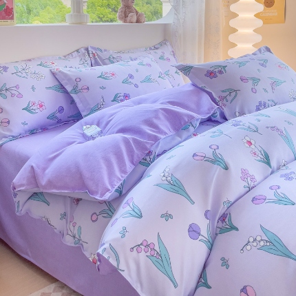 91家纺网 家纺一手货源 找家纺 2025新品磨毛四件套植物羊绒套件床单款床笠款