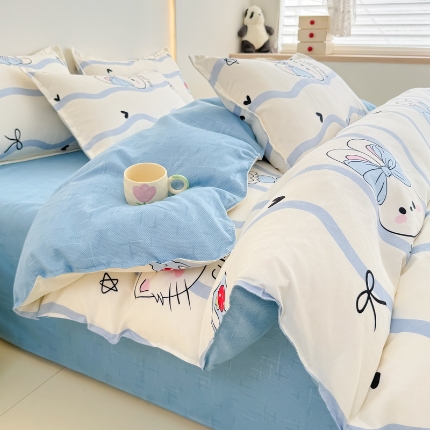 91家纺网 家纺一手货源 找家纺 2025新品磨毛四件套植物羊绒套件床单款床笠款