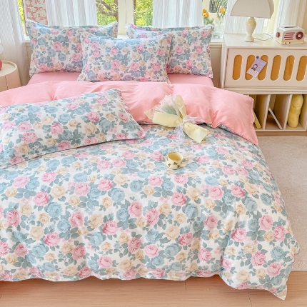 91家纺网 家纺一手货源 找家纺 2025新品磨毛四件套磨绒棉高克重套件床单款床笠款4件套