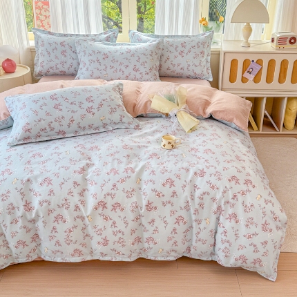 91家纺网 家纺一手货源 找家纺 2025新品磨毛四件套磨绒棉高克重套件床单款床笠款4件套