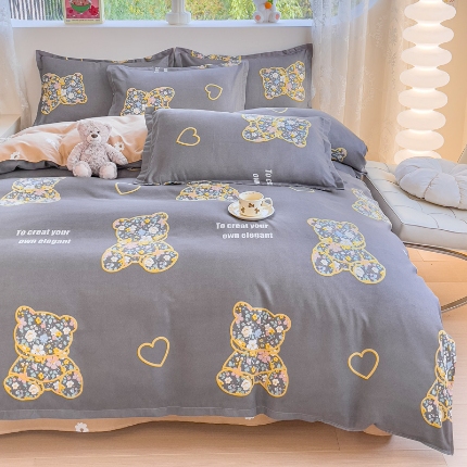 91家纺网 家纺一手货源 找家纺 2025新品磨毛四件套磨绒棉高克重套件床单款床笠款4件套