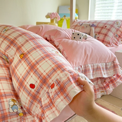 91家纺网 家纺一手货源 找家纺 （总）经年 2025年 学生季 上下铺四季通用韩版花边水洗云朵棉四件套