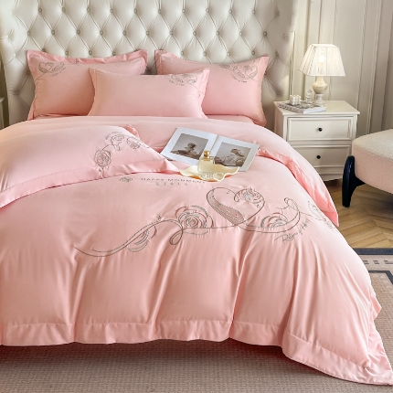 （总）经年 2025新款 大刺绣四季可用 水洗云朵棉四件套-一见倾心