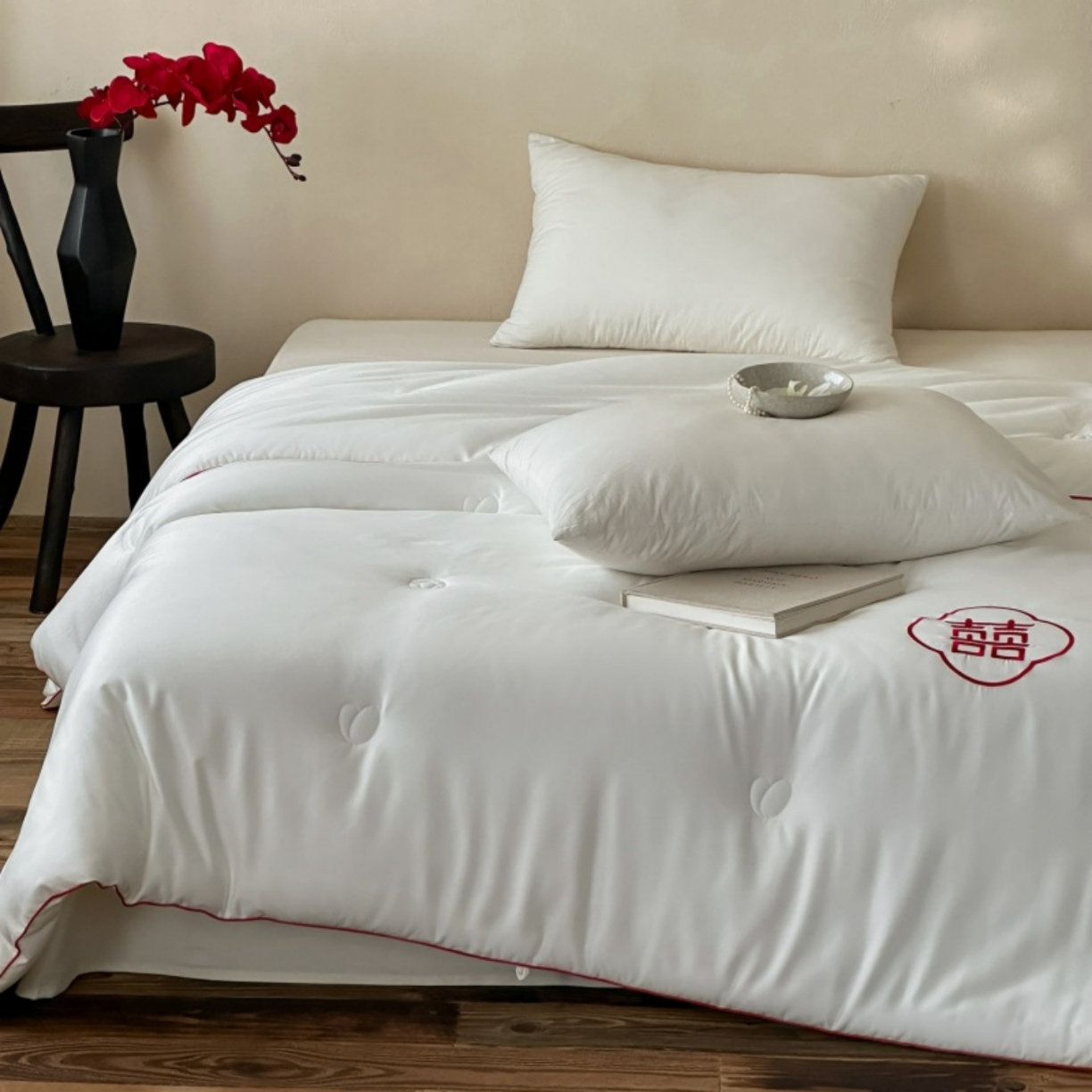 91家纺网 家纺一手货源 找家纺 【喜结连理】傲蕾睡梦森林天丝棉绣花蚕丝羊绒冬被婚庆被子喜被结婚春秋被被芯