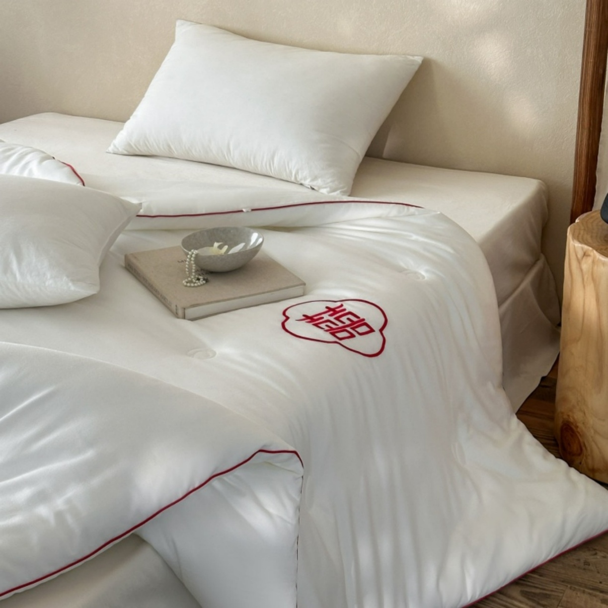 91家纺网 家纺一手货源 找家纺 【喜结连理】傲蕾睡梦森林天丝棉绣花蚕丝羊绒冬被婚庆被子喜被结婚春秋被被芯