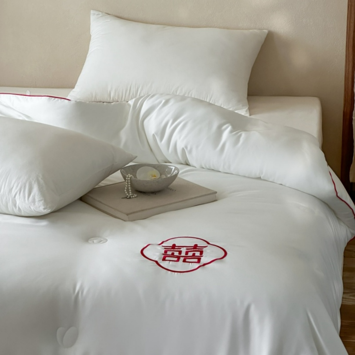 91家纺网 家纺一手货源 找家纺 【喜结连理】傲蕾睡梦森林天丝棉绣花蚕丝羊绒冬被婚庆被子喜被结婚春秋被被芯