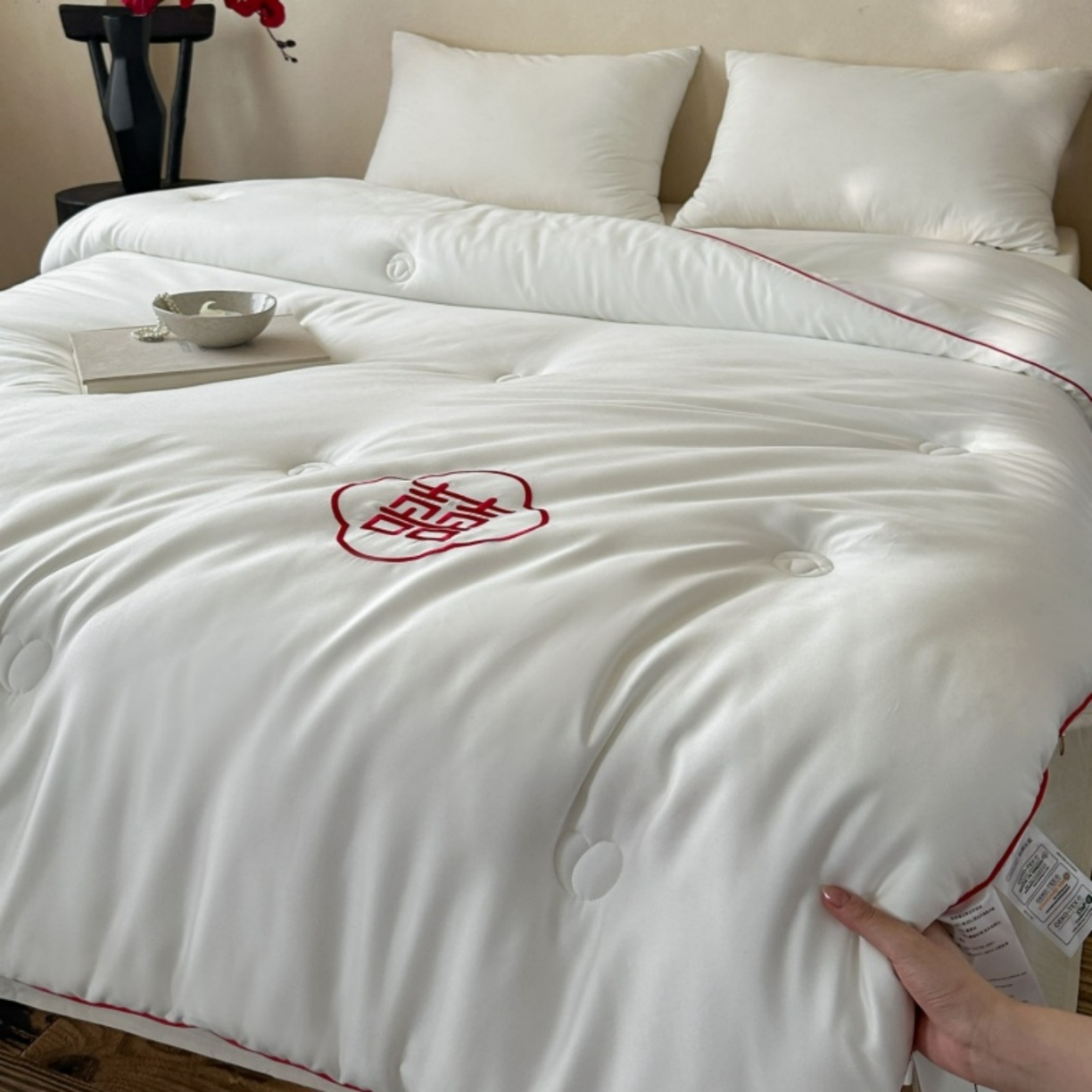 91家纺网 家纺一手货源 找家纺 【喜结连理】傲蕾睡梦森林天丝棉绣花蚕丝羊绒冬被婚庆被子喜被结婚春秋被被芯