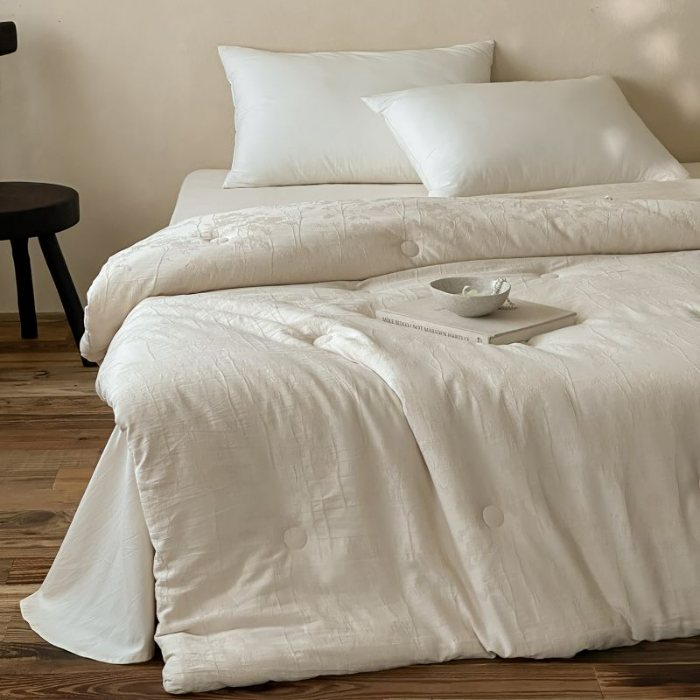 91家纺网 家纺一手货源 找家纺 【与自然同频】傲蕾睡梦森林棉麻大豆羊毛被冬被春秋被可水洗裸睡被芯亚麻被子