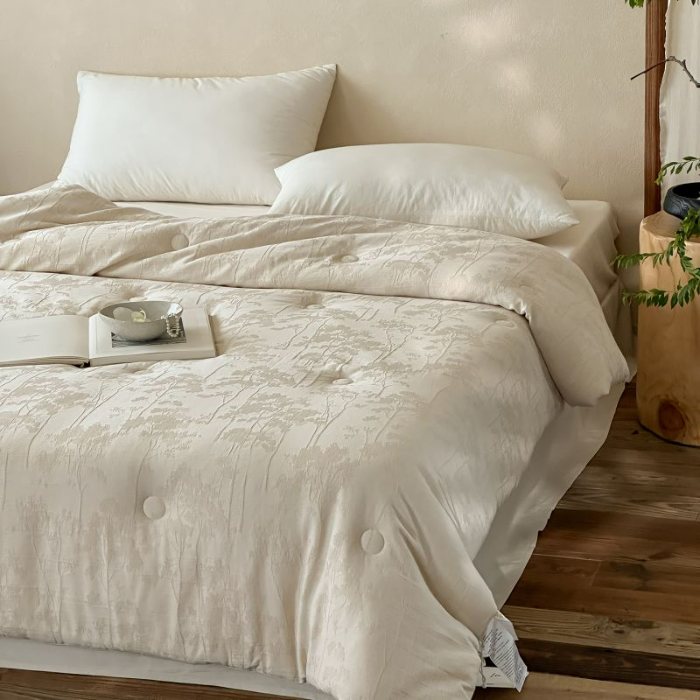 91家纺网 家纺一手货源 找家纺 【与自然同频】傲蕾睡梦森林棉麻大豆羊毛被冬被春秋被可水洗裸睡被芯亚麻被子