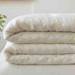 91家纺网 家纺一手货源 找家纺 【双层纱华夫格】日式全棉水洗提花三合一35%大豆被子傲蕾冬被,日式全棉双层纱华夫格35%大豆被