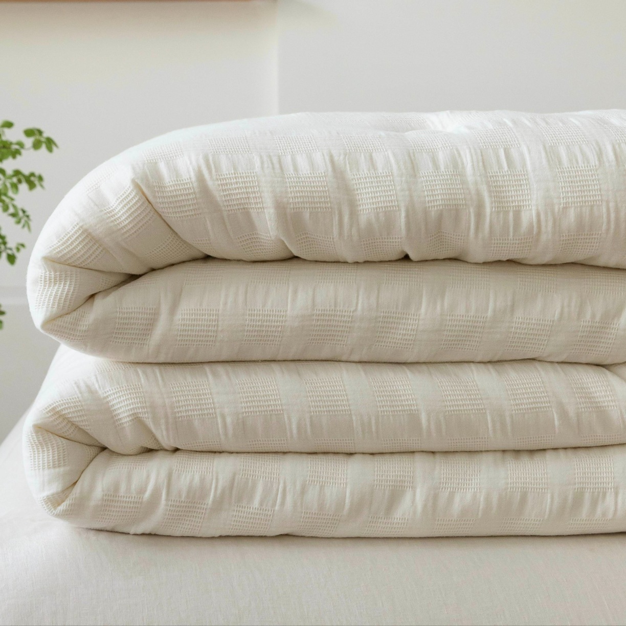 91家纺网 家纺一手货源 找家纺 【双层纱华夫格】日式全棉水洗提花三合一35%大豆被子傲蕾冬被