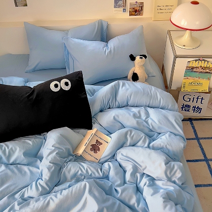 （总）韩秀主推有优惠 2025云朵棉四件套双层纱大眼睛纯色四件套床笠刺绣花加厚水洗棉跑量款