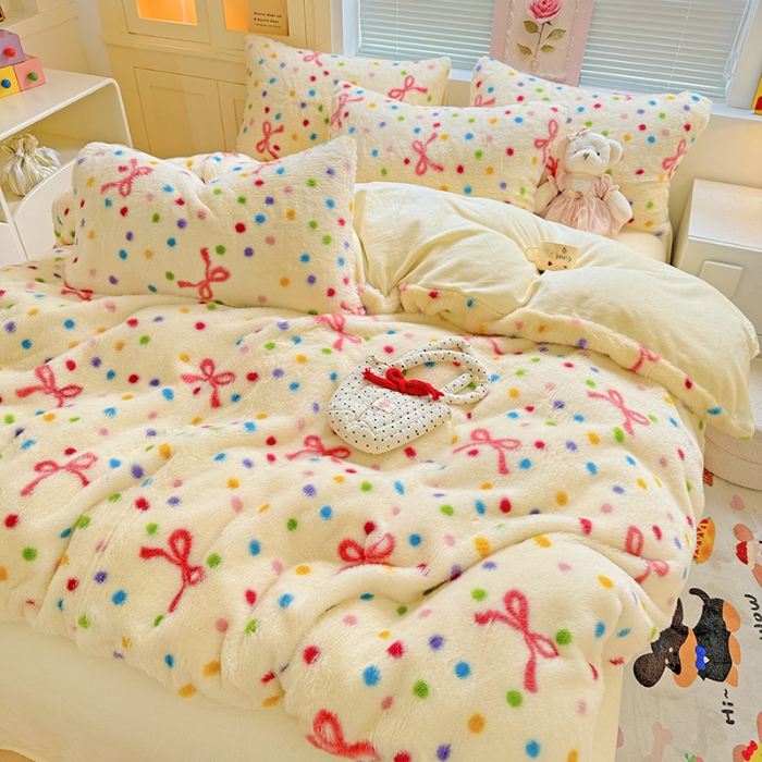 91家纺网 家纺一手货源 找家纺 （总）2025新款直播爆款保暖印花兔毛绒四件套牛奶绒床单款加厚套件