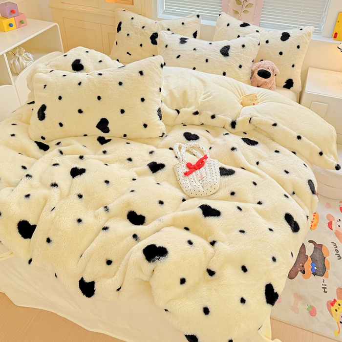 91家纺网 家纺一手货源 找家纺 （总）2025新款直播爆款保暖印花兔毛绒四件套牛奶绒床单款加厚套件