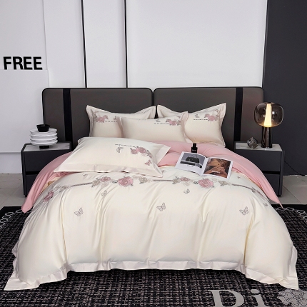 （总）2025新款刺绣亲肤棉简约高端四件套 玫瑰之恋