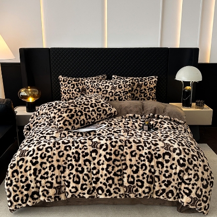 91家纺网 家纺一手货源 找家纺 （总）2025新品美拉德风格兔毛四件套牛奶绒加厚保暖套件