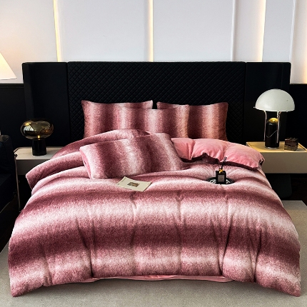 91家纺网 家纺一手货源 找家纺 （总）2025新品美拉德风格兔毛四件套牛奶绒加厚保暖套件