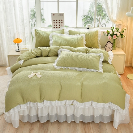 91家纺网 家纺一手货源 找家纺 （总）三友家纺 直播爆款手工蝴蝶结花边床盖四件套（被套款/夏被款）