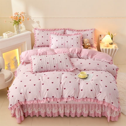 91家纺网 家纺一手货源 找家纺 （总）三友家纺 爆款韩版蕾丝花边床盖四件套（被套款 夏被款）
