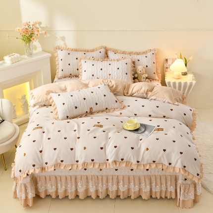 91家纺网 家纺一手货源 找家纺 （总）三友家纺 爆款韩版蕾丝花边床盖四件套（被套款 夏被款）