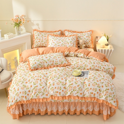 91家纺网 家纺一手货源 找家纺 （总）三友家纺 爆款韩版蕾丝花边床盖四件套（被套款 夏被款）
