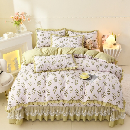91家纺网 家纺一手货源 找家纺 （总）三友家纺 爆款韩版蕾丝花边床盖四件套（被套款 夏被款）