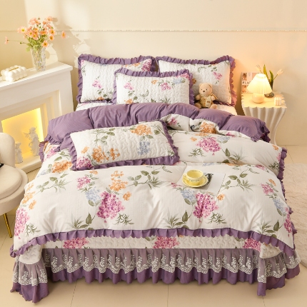 91家纺网 家纺一手货源 找家纺 （总）三友家纺 爆款韩版蕾丝花边床盖四件套（被套款 夏被款）