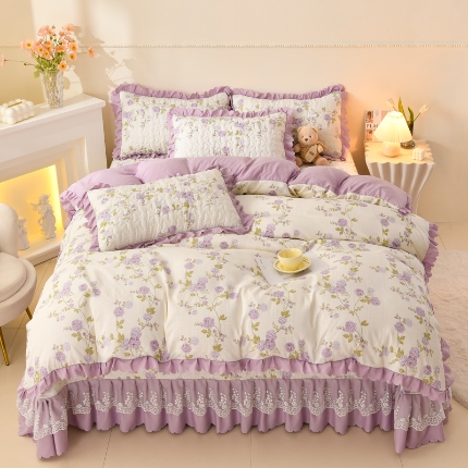 91家纺网 家纺一手货源 找家纺 （总）三友家纺 爆款韩版蕾丝花边床盖四件套（被套款 夏被款）
