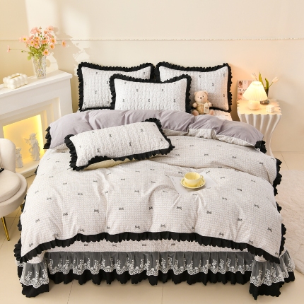 91家纺网 家纺一手货源 找家纺 （总）三友家纺 爆款韩版蕾丝花边床盖四件套（被套款 夏被款）